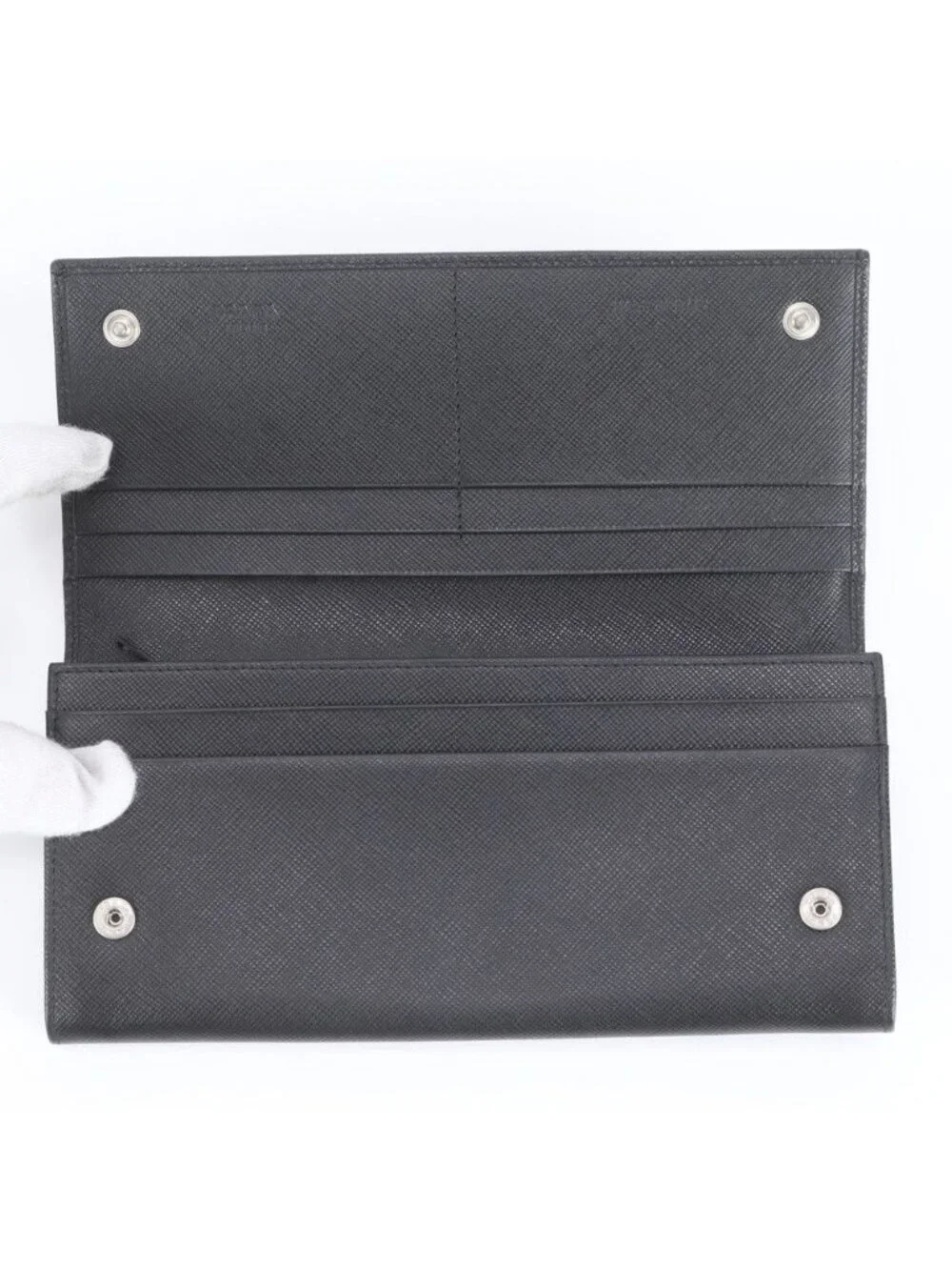 Prada Saffiano Leather Triangle Logo Long Wallet